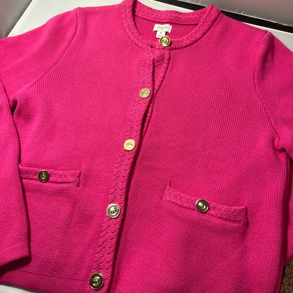 J. Crew Pink Cotton Lady Jacket Cardigan Sweater size M - NWOT
